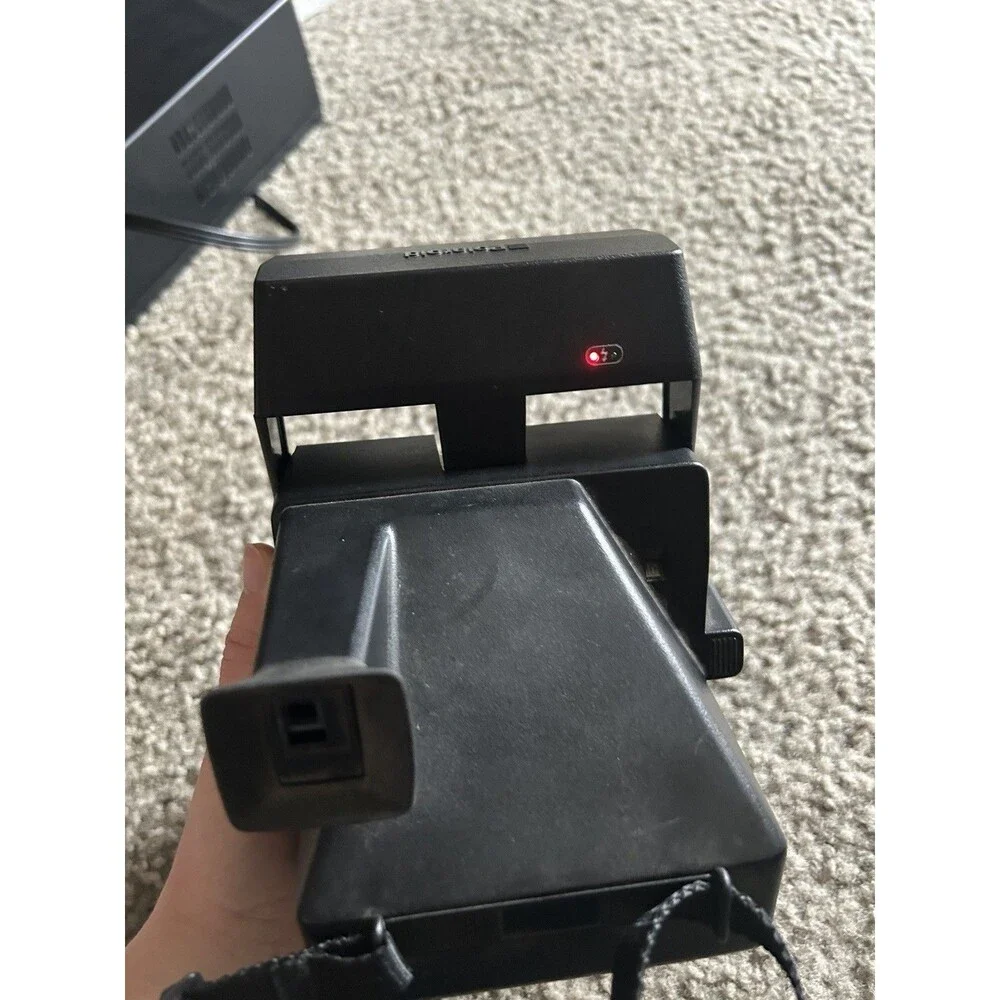 Vintage Polaroid Sun 600 LMS Instant Film Land Camera Black Silver w/ Box Works